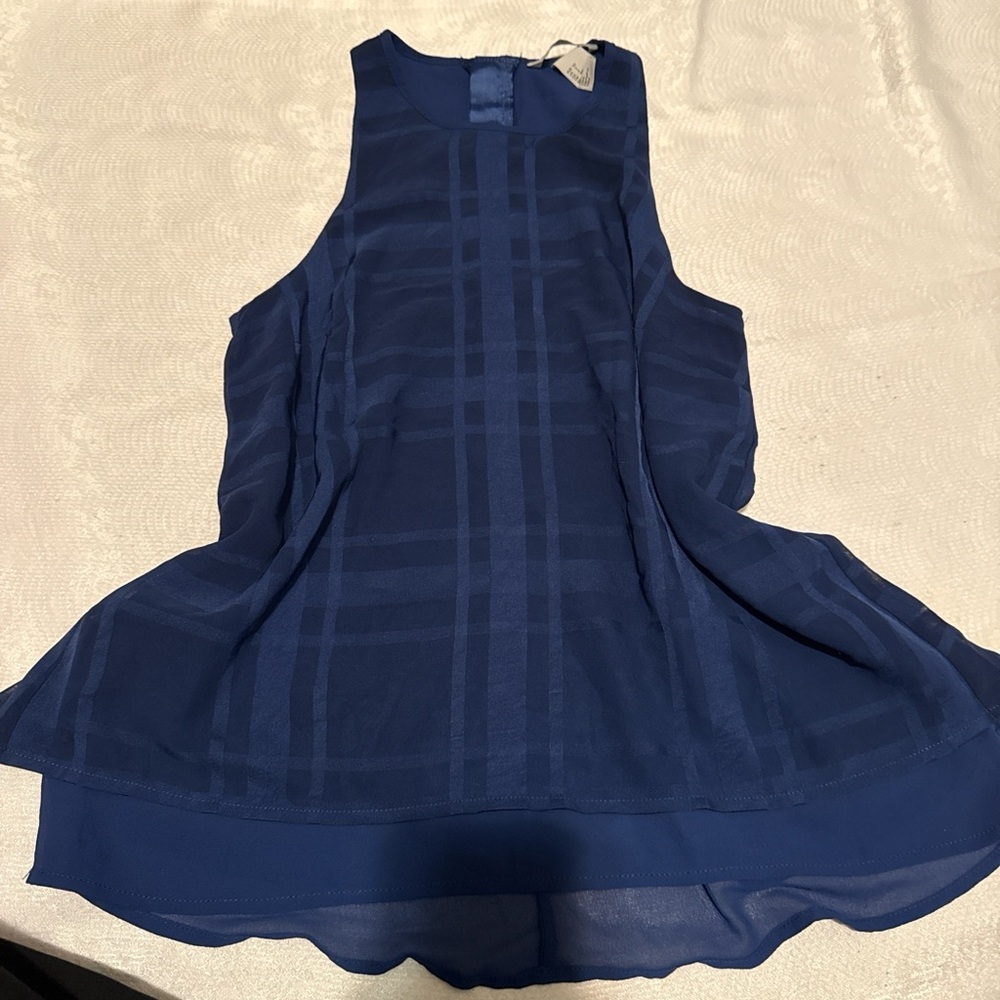 H&M Dark Blue Plaid Sleeveless Top